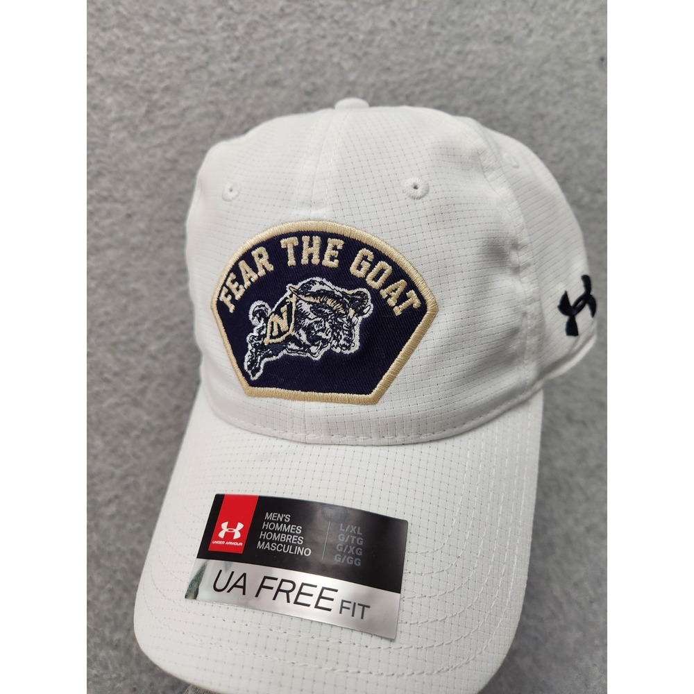 Navy Midshipmen USN Academy Under Armour Fear The Goat White Hat Cap L/XL